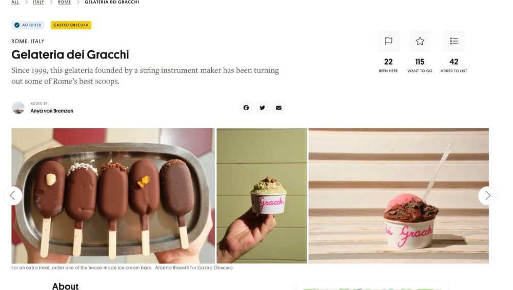 Gelateria dei Gracchi su Atlas Obscura