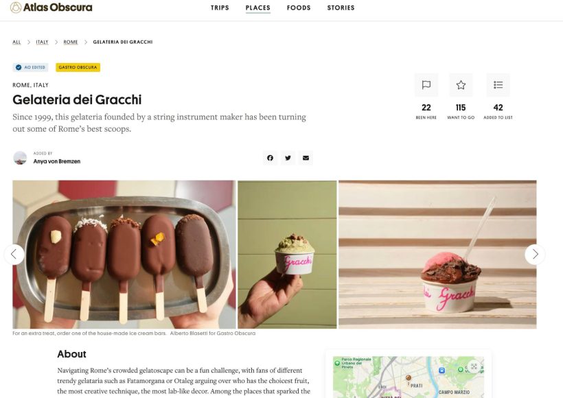Gelateria dei Gracchi su Atlas Obscura