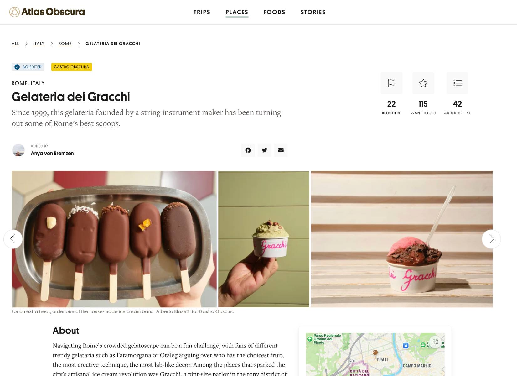 Gelateria dei Gracchi su Atlas Obscura